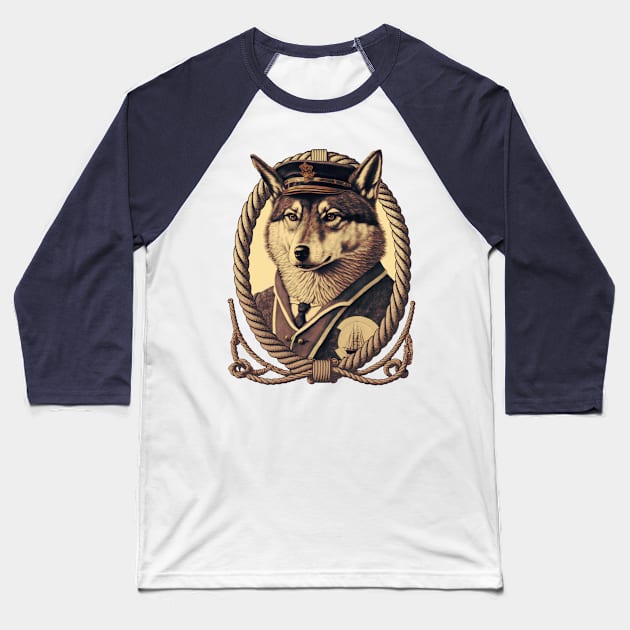 Sailor Wolf Baseball T-Shirt by MitchLudwig